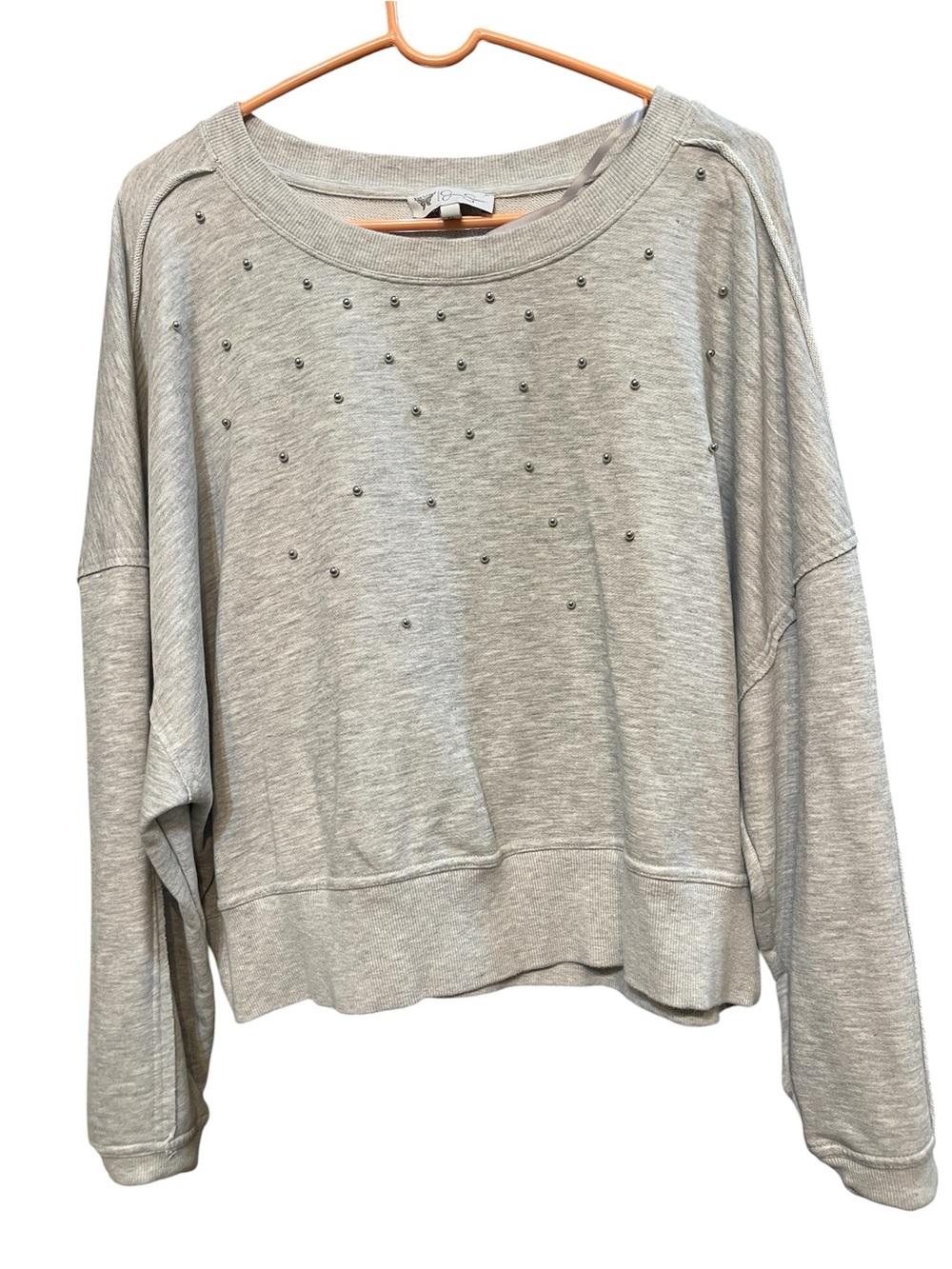 Jessica Simpson Embellished Light Gray Women's Sweatshirt